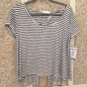 RD Style Short sleeve stripe knit top